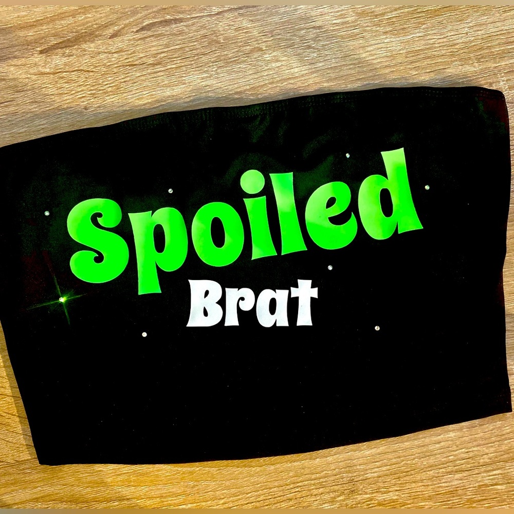 Spoiled brat tube top with rhinestone
